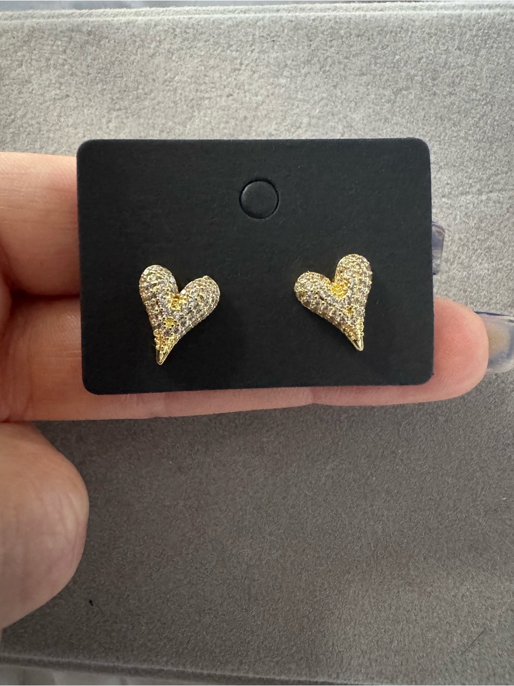 Gold Heart Pavé Stud Earrings - Women Jewelry